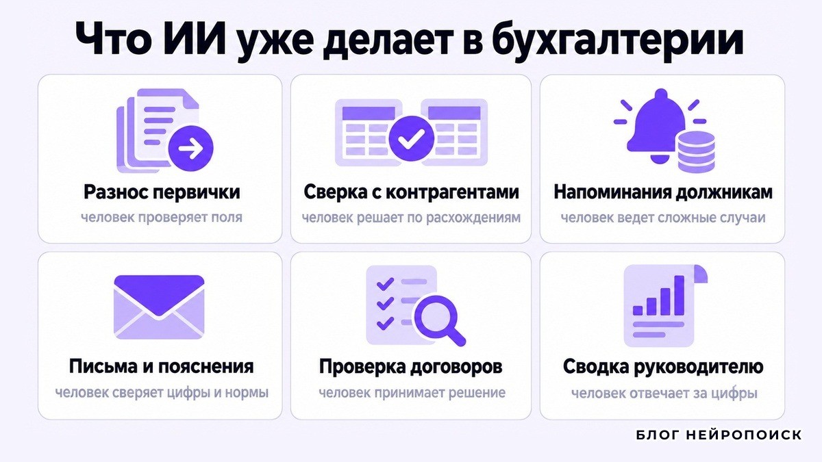 Шесть задач бухгалтерии, которые ИИ уже берет на себя